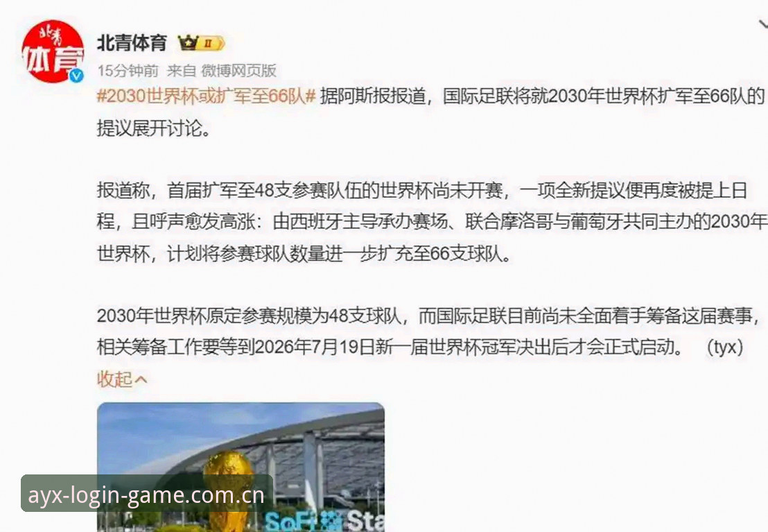 AYX互动空间 世界杯扩军至66队计划详解:中国男足迎来历史性机遇